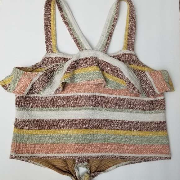 Madewell Stripe Brown Textured Top. Size Small - Picture 5 of 7